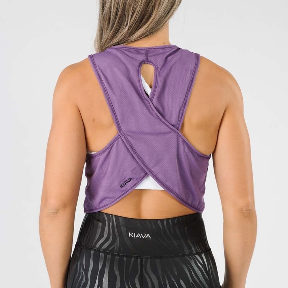 NWT KIAVA Lavender Cross-Back Athletic Crop Tank